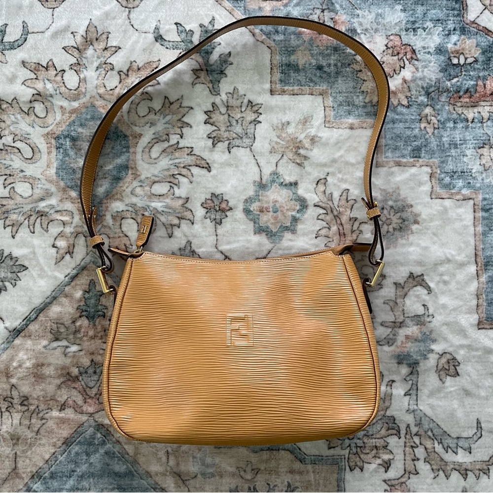 Fendi 90’s Mustard Yellow Epi Leather Shoulder Bag